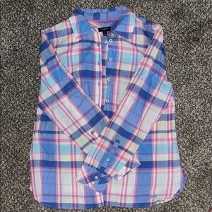 Talbots Blue and Pink Plaid Button Down Shirt